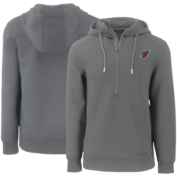 Arizona cardinals cutter buck primary mark roam eco recycled half zip pullover hoodie Gray