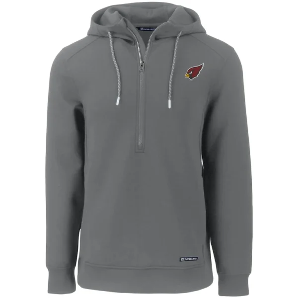 Arizona cardinals cutter buck primary mark roam eco recycled half zip pullover hoodie Gray M