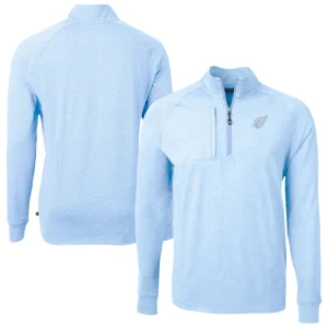 Arizona cardinals cutter buck raglan adapt eco knit heather quarter zip top Powder blue