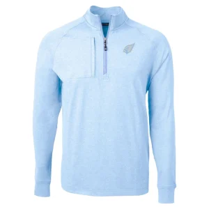 Arizona cardinals cutter buck raglan adapt eco knit heather quarter zip top Powder blue M