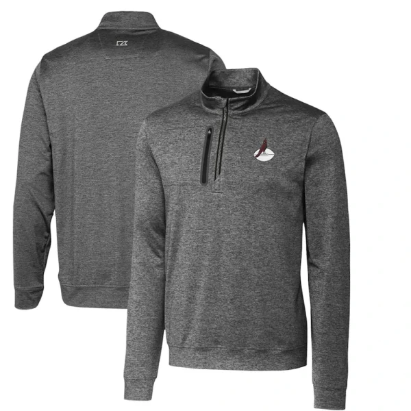 Arizona cardinals cutter buck stealth heathered big tall throwback logo quarter zip pullover top steel Cardinal