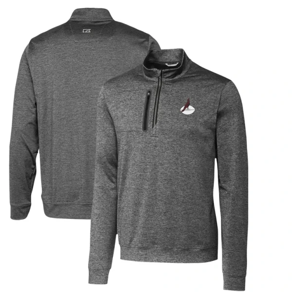 Arizona cardinals cutter buck stealth heathered throwback logo quarter zip pullover top steel Cardinal