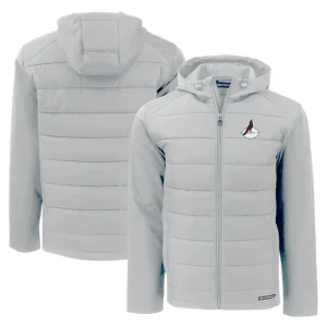 Arizona cardinals cutter buck throwback evoke hybrid eco softshell recycled full zip hoodie jacket Gray