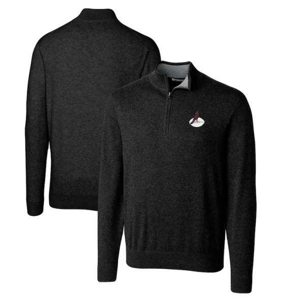 Arizona cardinals cutter buck throwback logo lakemont tri blend big tall quarter zip pullover sweater Black