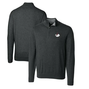 Arizona cardinals cutter buck throwback logo lakemont tri blend big tall quarter zip pullover sweater Heather charcoal
