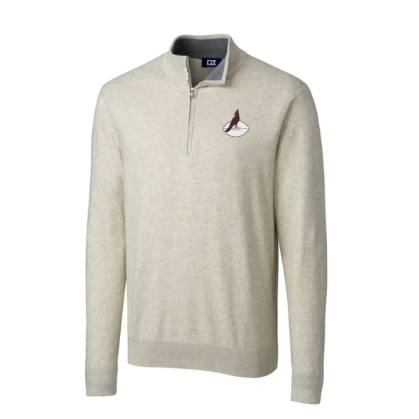 Arizona cardinals cutter buck throwback logo lakemont tri blend big tall quarter zip pullover sweater oatmeal Cardinal 2XB