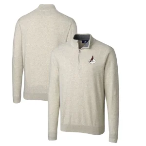 Arizona cardinals cutter buck throwback logo lakemont tri blend big tall quarter zip pullover sweater oatmeal Cardinal