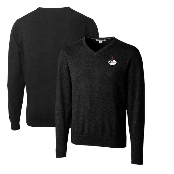 Arizona cardinals cutter buck throwback logo lakemont tri blend big tall v neck pullover sweater Black