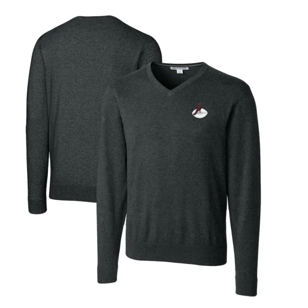 Arizona cardinals cutter buck throwback logo lakemont tri blend big tall v neck pullover sweater Heather charcoal