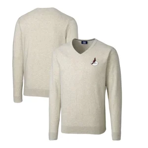 Arizona cardinals cutter buck throwback logo lakemont tri blend big tall v neck pullover sweater oatmeal Cardinal