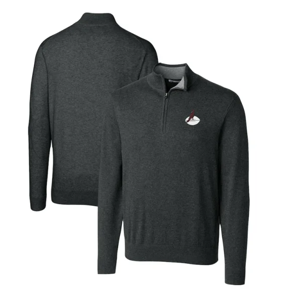 Arizona cardinals cutter buck throwback logo lakemont tri blend quarter zip pullover sweater Heather charcoal