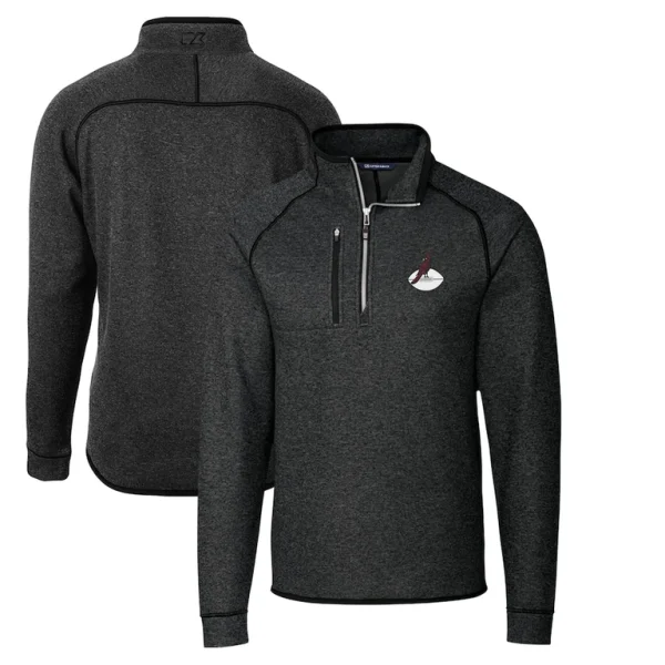 Arizona cardinals cutter buck throwback logo mainsail sweater knit half zip pullover jacket Heather charcoal