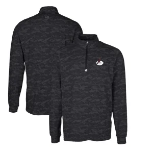 Arizona cardinals cutter buck throwback logo traverse camo print stretch quarter zip pullover top Black