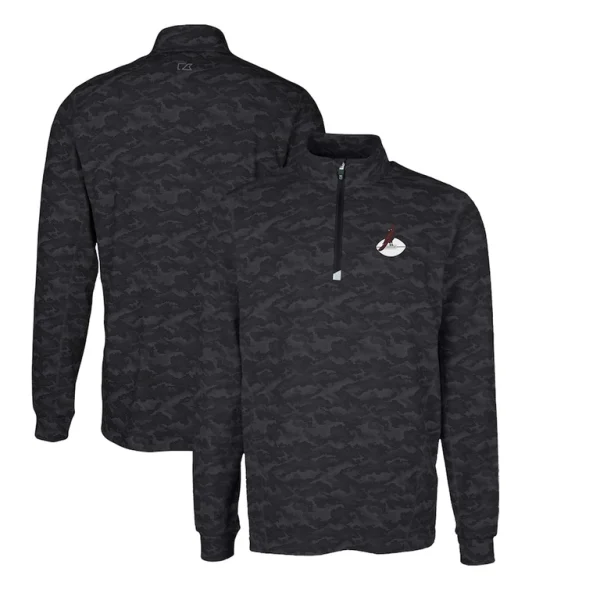 Arizona cardinals cutter buck throwback logo traverse camo print stretch quarter zip pullover top Black