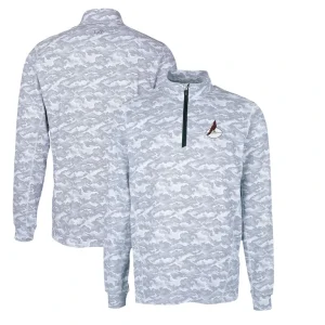 Arizona cardinals cutter buck throwback logo traverse camo print stretch quarter zip pullover top Charcoal