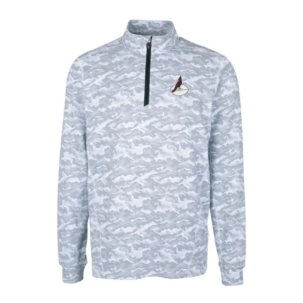 Arizona cardinals cutter buck throwback logo traverse camo print stretch quarter zip pullover top Charcoal M