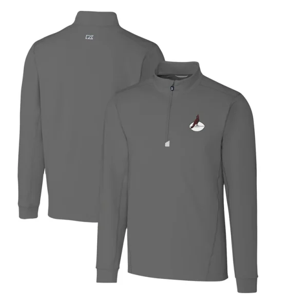 Arizona cardinals cutter buck throwback logo traverse stretch quarter zip big tall pullover top steel Cardinal