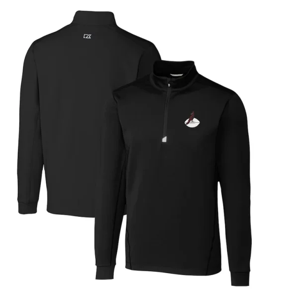 Arizona cardinals cutter buck throwback logo traverse stretch quarter zip pullover top Black