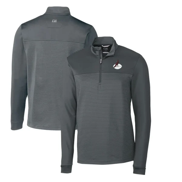 Arizona cardinals cutter buck throwback logo traverse stripe stretch quarter zip pullover top steel Cardinal