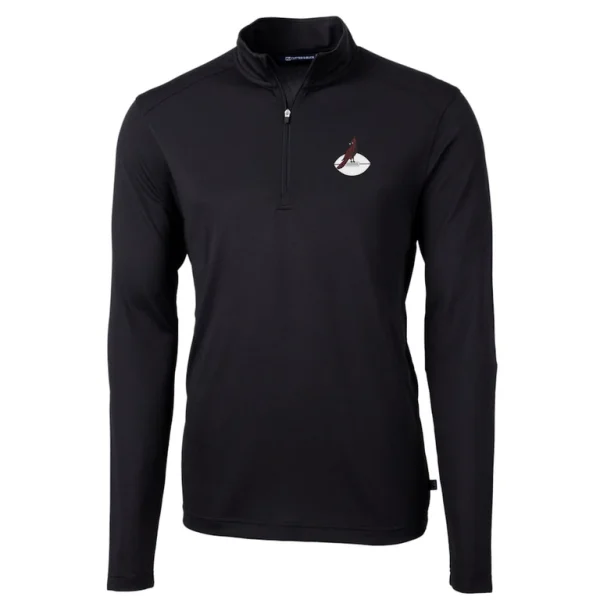 Arizona cardinals cutter buck throwback logo virtue eco pique recycled quarter zip big tall pullover top Black 2XB
