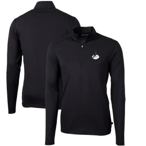 Arizona cardinals cutter buck throwback logo virtue eco pique recycled quarter zip big tall pullover top Black