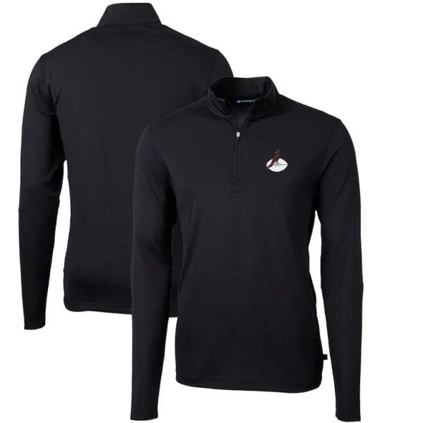 Arizona cardinals cutter buck throwback logo virtue eco pique recycled quarter zip big tall pullover top Black