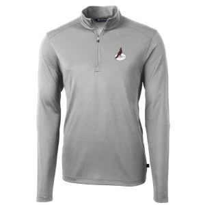 Arizona cardinals cutter buck throwback logo virtue eco pique recycled quarter zip big tall pullover top Gray 2XB