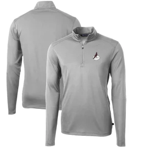 Arizona cardinals cutter buck throwback logo virtue eco pique recycled quarter zip big tall pullover top Gray