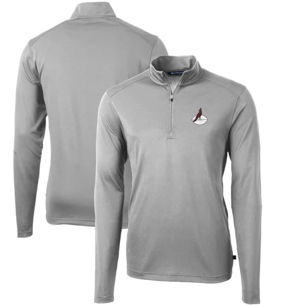 Arizona cardinals cutter buck throwback logo virtue eco pique recycled quarter zip big tall pullover top Gray