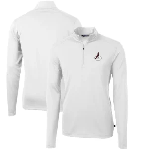Arizona cardinals cutter buck throwback logo virtue eco pique recycled quarter zip big tall pullover top White