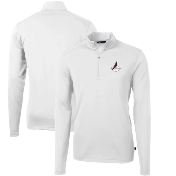 Arizona cardinals cutter buck throwback logo virtue eco pique recycled quarter zip big tall pullover top White