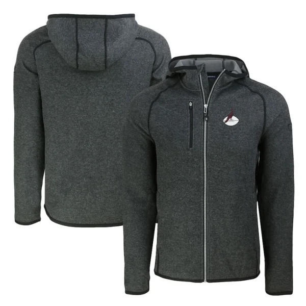 Arizona cardinals cutter buck throwback mainsail sweater knit full zip hoodie Heather charcoal