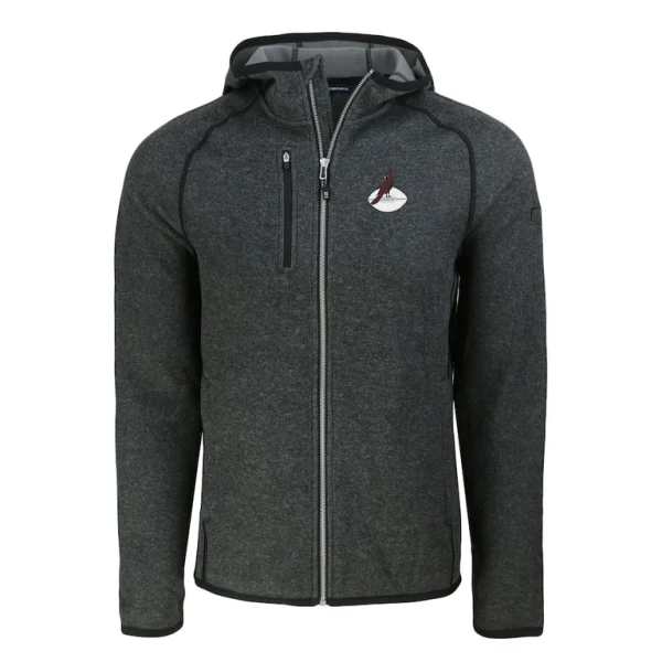 Arizona cardinals cutter buck throwback mainsail sweater knit full zip hoodie Heather charcoal M