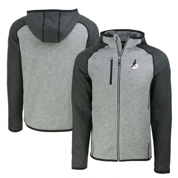 Arizona cardinals cutter buck throwback mainsail sweater knit full zip hoodie Heather grayheather charcoal