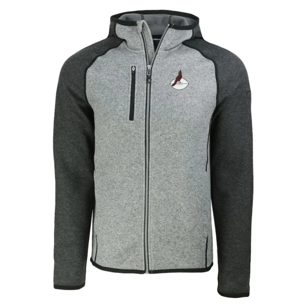 Arizona cardinals cutter buck throwback mainsail sweater knit full zip hoodie Heather grayheather charcoal M