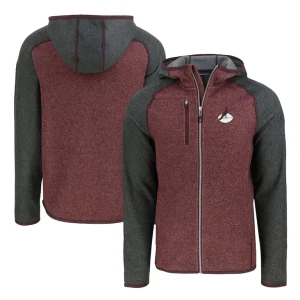 Arizona cardinals cutter buck throwback mainsail sweater knit full zip hoodie Heather maroonheather charcoal