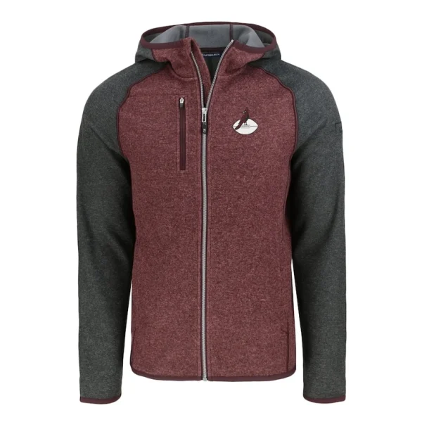 Arizona cardinals cutter buck throwback mainsail sweater knit full zip hoodie Heather maroonheather charcoal M