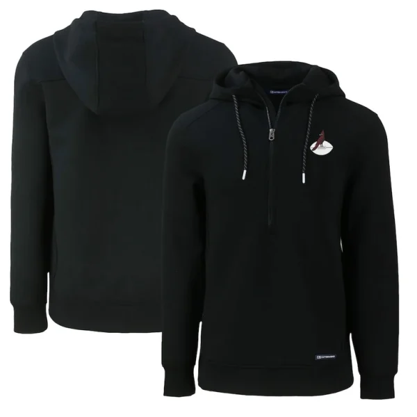 Arizona cardinals cutter buck throwback roam eco half zip recycled pullover hoodie Black