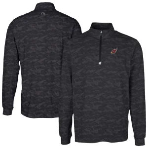Arizona cardinals cutter buck traverse camo print stretch quarter zip top Black