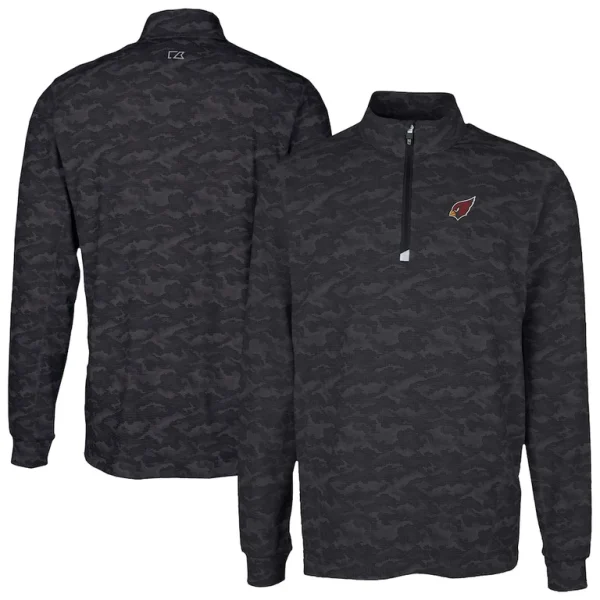 Arizona cardinals cutter buck traverse camo print stretch quarter zip top Black