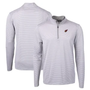 Arizona cardinals cutter buck virtue eco pique micro stripe recycled quarter zip pullover top Graywhite