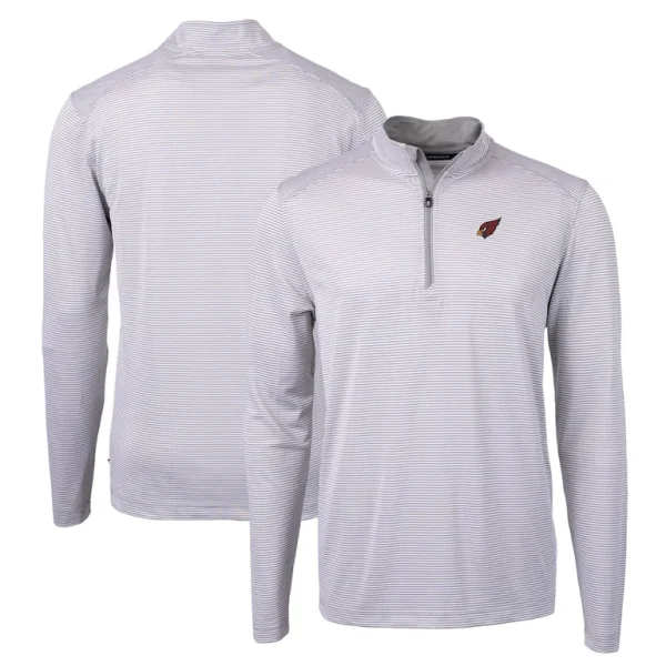 Arizona cardinals cutter buck virtue eco pique micro stripe recycled quarter zip pullover top Graywhite