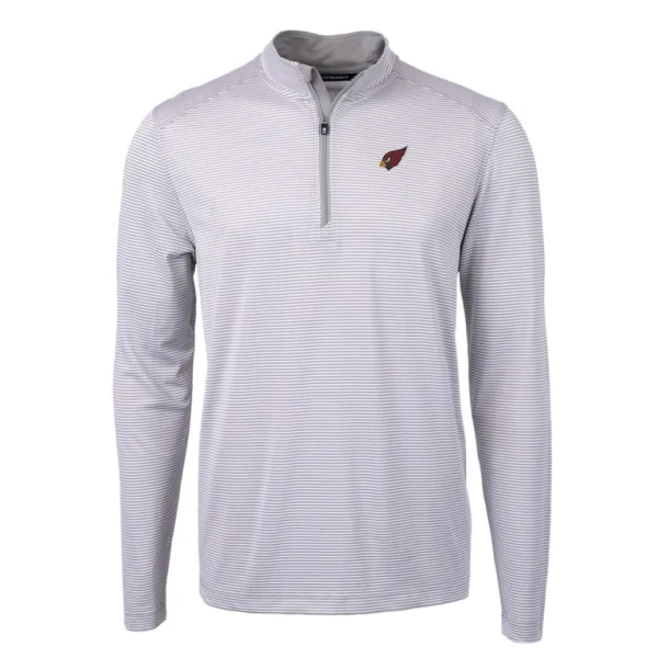 Arizona cardinals cutter buck virtue eco pique micro stripe recycled quarter zip pullover top Graywhite M