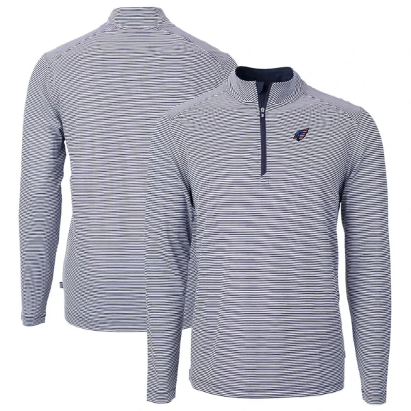 Arizona cardinals cutter buck virtue eco pique micro stripe recycled quarter zip pullover top Navywhite