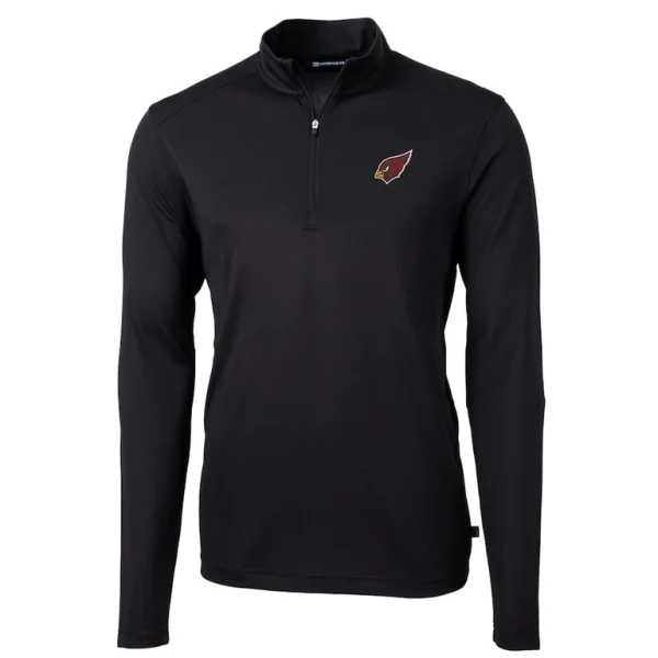Arizona cardinals cutter buck virtue eco pique recycled quarter zip pullover jacket Black