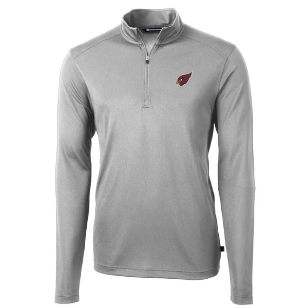 Arizona cardinals cutter buck virtue eco pique recycled quarter zip pullover jacket Gray