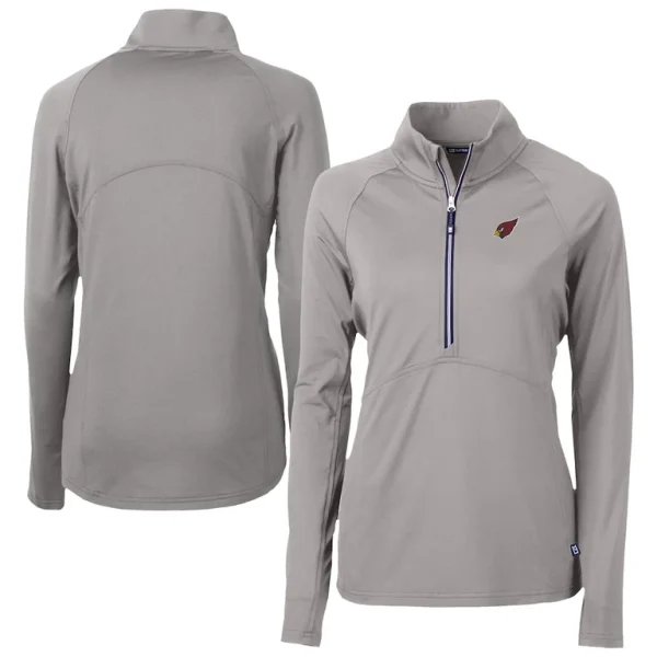 Arizona cardinals cutter buck womens adapt eco knit stretch recycled half zip pullover top Gray