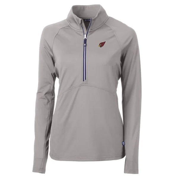 Arizona cardinals cutter buck womens adapt eco knit stretch recycled half zip pullover top Gray S
