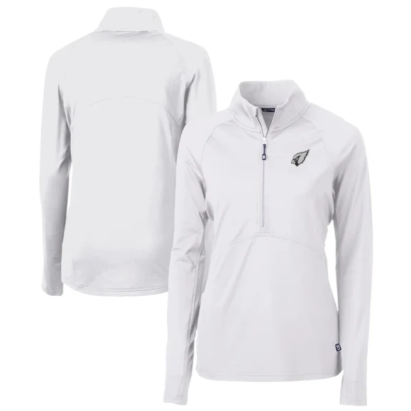Arizona cardinals cutter buck womens adapt eco knit stretch recycled half zip pullover top White