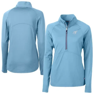 Arizona cardinals cutter buck womens adapt eco knit stretch recycled half zip top Powder blue